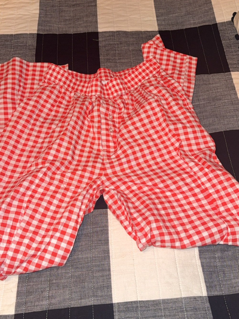 Red Gingham xsmall - Lightweight Elastic Waist Shorts